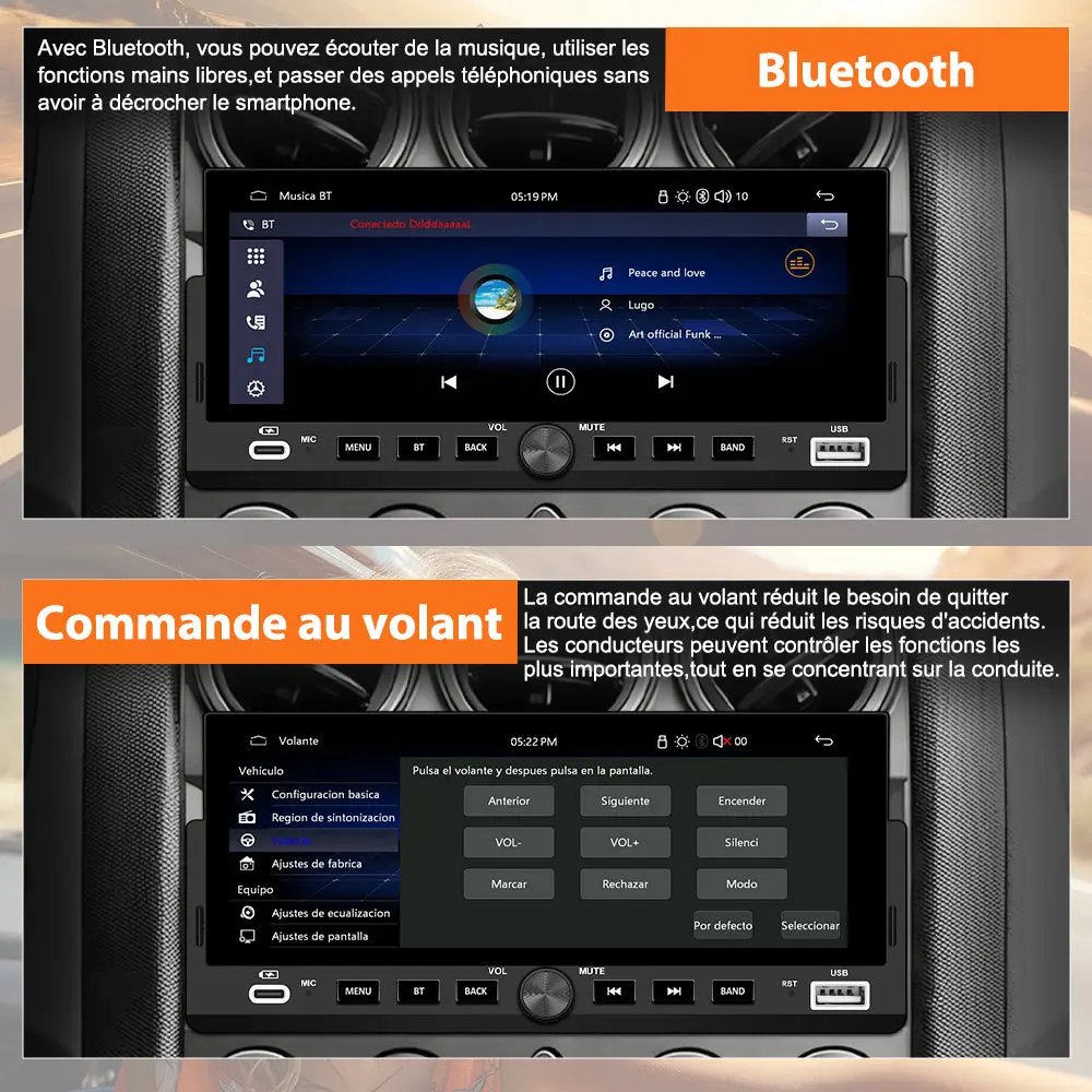 AWESAFE Autoradio 1 DIN avec Écran Tactile HD 6,86 pouces,CarPlay & Android Auto sans Fil Bluetooth FM USB Compatible Caméra de Recul – Image 5