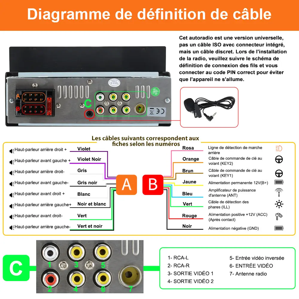 AWESAFE Autoradio 1 DIN avec Écran Tactile HD 6,86 pouces,CarPlay & Android Auto sans Fil Bluetooth FM USB Compatible Caméra de Recul – Image 9