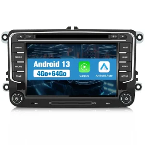 AWESAFE Autoradio 7 Pouces Android 13 - 4+64 Go 4G, Bluetooth/DVD, Android Auto & CarPlay sans fil - pour Volkswagen Magotan