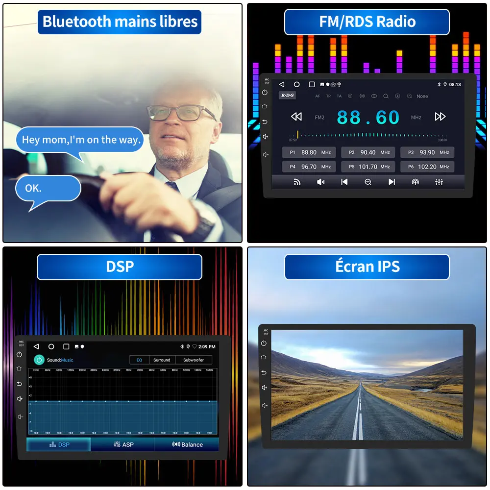 AWESAFE 9 Pouces 2G+32G Autoradio Android 13 avec Carplay&Android Auto/ Bluetooth/WiFi/ FM/RDS,Compatible avec la Commande au Volant d'origine pour BMW X3 E83 2004-2012 – Image 7