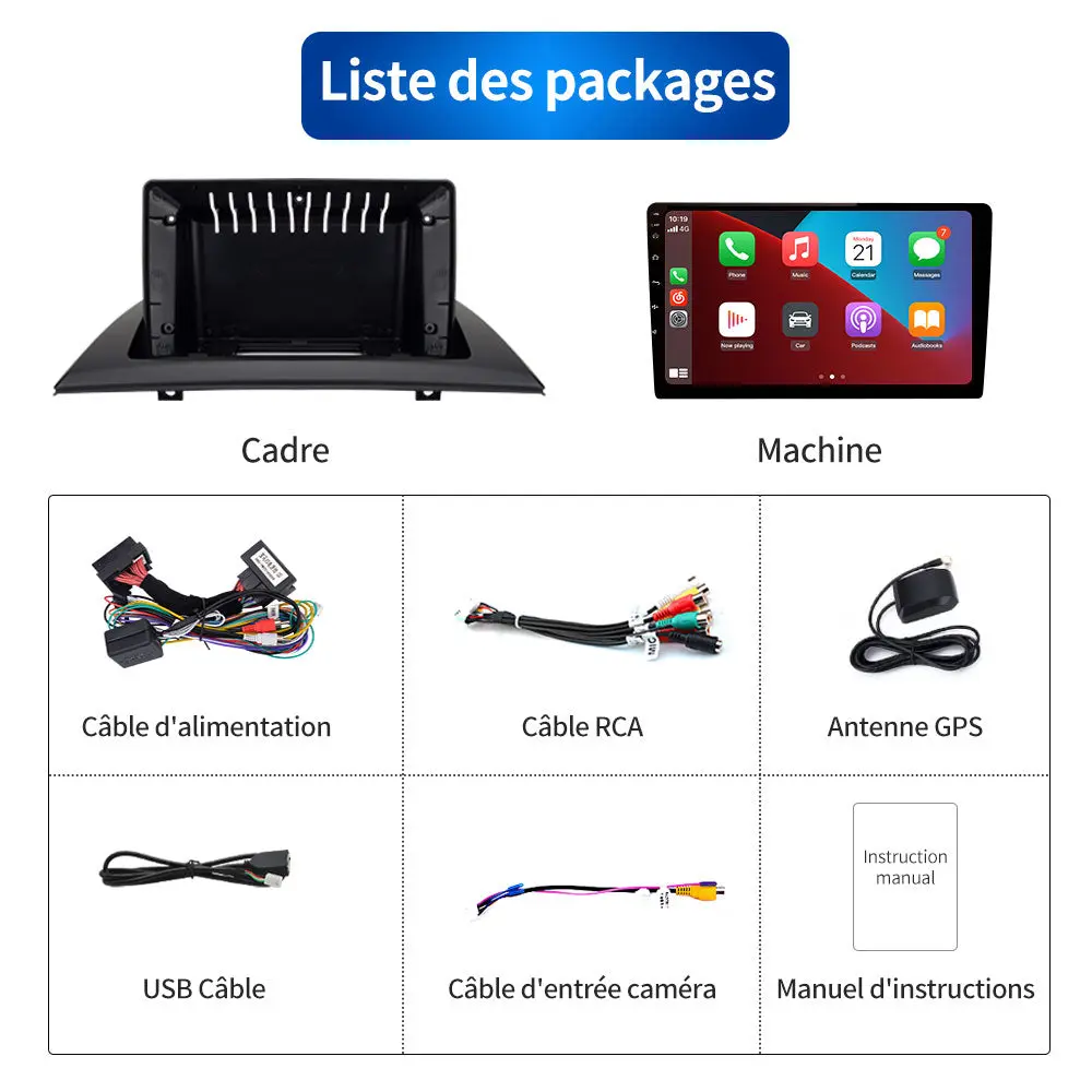 AWESAFE 9 Pouces 2G+32G Autoradio Android 13 avec Carplay&Android Auto/ Bluetooth/WiFi/ FM/RDS,Compatible avec la Commande au Volant d'origine pour BMW X3 E83 2004-2012 – Image 8