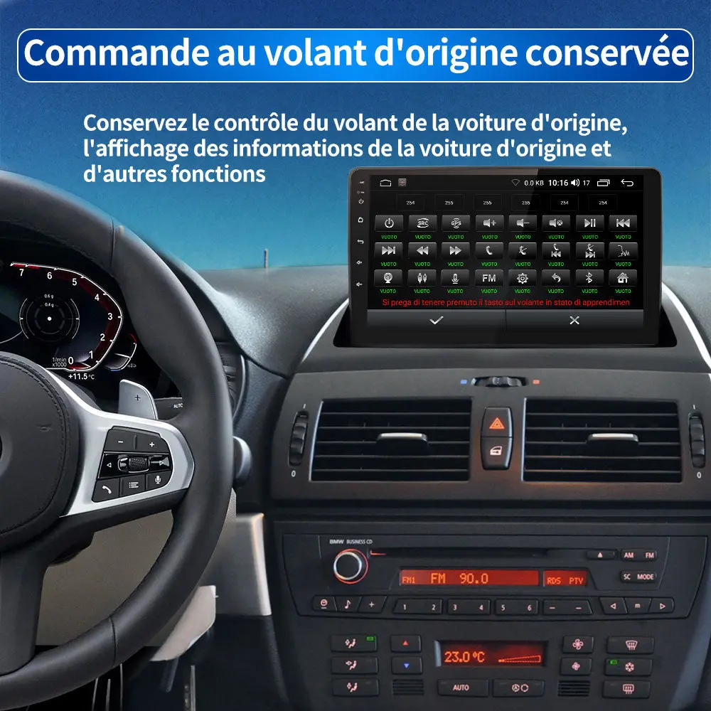 AWESAFE 9 Pouces 2G+32G Autoradio Android 13 avec Carplay&Android Auto/ Bluetooth/WiFi/ FM/RDS,Compatible avec la Commande au Volant d'origine pour BMW X3 E83 2004-2012 – Image 5
