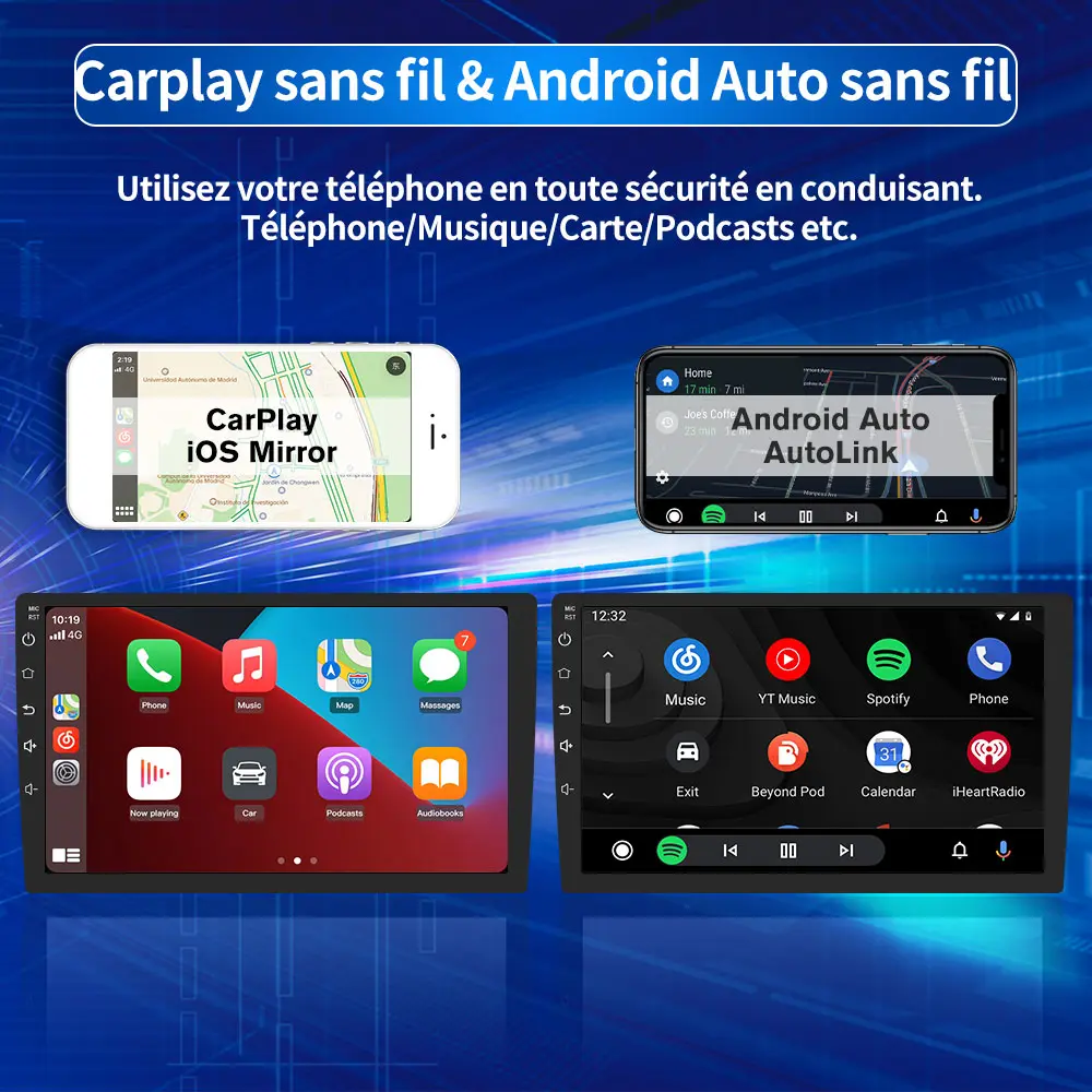 AWESAFE 9 Pouces 2G+32G Autoradio Android 13 avec Carplay&Android Auto/ Bluetooth/WiFi/ FM/RDS,Compatible avec la Commande au Volant d'origine pour BMW X3 E83 2004-2012 – Image 4