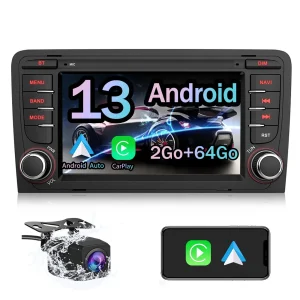 AWESAFE Autoradio Android 13 7 pouces 2 Go + 64 Go avec Caméra Recul pour Audi A3/S3/RS3 2006-2012, Bluetooth, GPS, Android Auto et Carplay sans fil