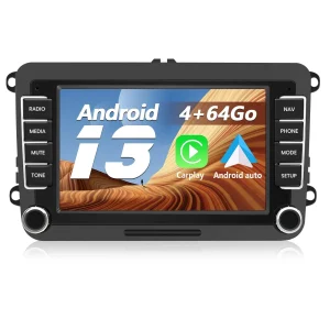 AWESAFE Autoradio Android 13 7 pouces tactile Avec caméra de recul,4+64 Go pour Volkswagen (Golf/Polo/Tiguan/Caddy/CC B6 B7) avec Bluetooth GPS Android Auto et Carplay sans fil