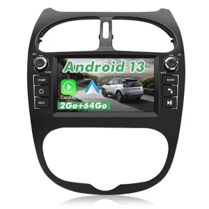 AWESAFE Autoradio Android 13 pour Peugeot 206 206cc (2002-2010)【2Go+64Go】 avec Carplay Android Auto7 Pouces Écran Tactile GPS/FM/WiFi/Bluetooth/Commande au Volant/MirrorLink/Aide au Stationnement