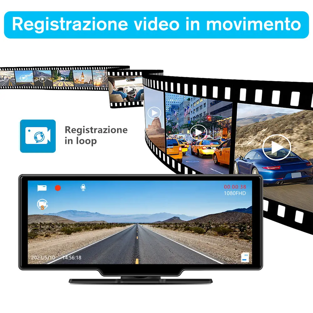 AWESAFE Autoradio Wireless CarPlay e Android Auto, Schermo 10,26 Pollici Touchscreen,4K Dashcam Anteriore e 1080P Posteriore Bluetooth con Navigatore GPS, Mirror Link, Assistente Vocale, AUX, FM – Image 5