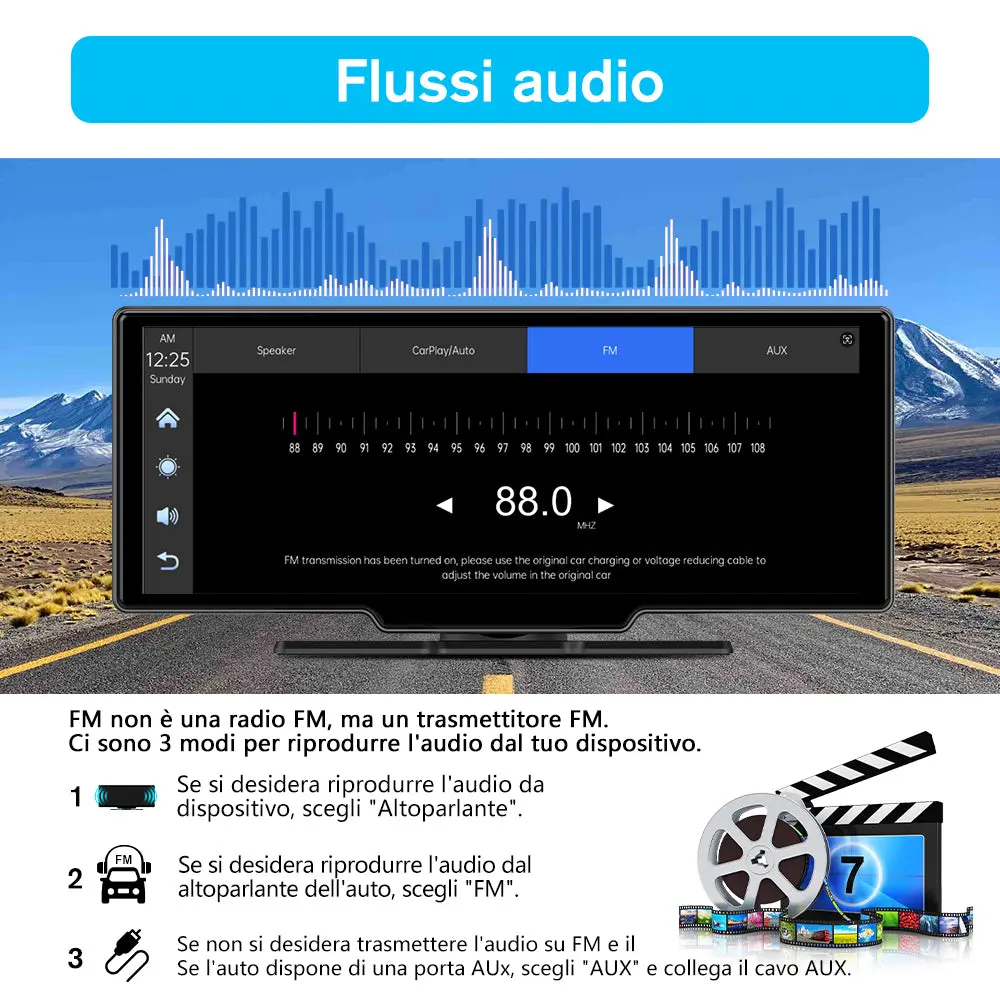 AWESAFE Autoradio Wireless CarPlay e Android Auto, Schermo 10,26 Pollici Touchscreen,4K Dashcam Anteriore e 1080P Posteriore Bluetooth con Navigatore GPS, Mirror Link, Assistente Vocale, AUX, FM – Image 6