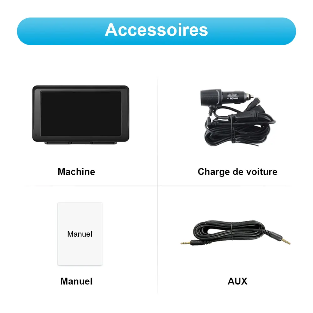 AWESAFE Autoradio avec écran tactile 7 pouces, CarPlay et Android Auto sans fil, Bluetooth, GPS, Mirror Link, assistant vocal, entrée AUX et radio FM pour voiture – Image 9