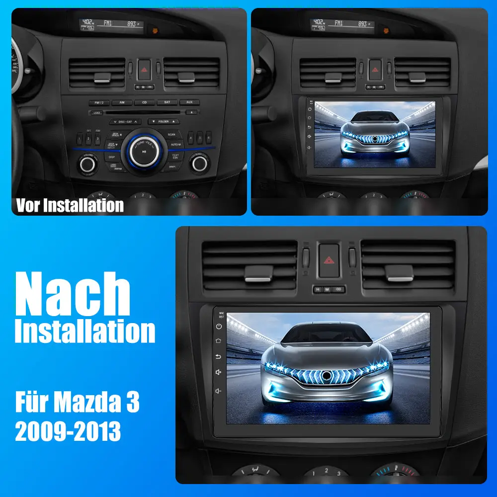 AWESAFE Android 13 Autoradio für Mazda 3 2009-2013, mit GPS Navigation Carplay& Android Auto unterstützt Bluetooth FM Radio DAB+ WiFi – Image 3
