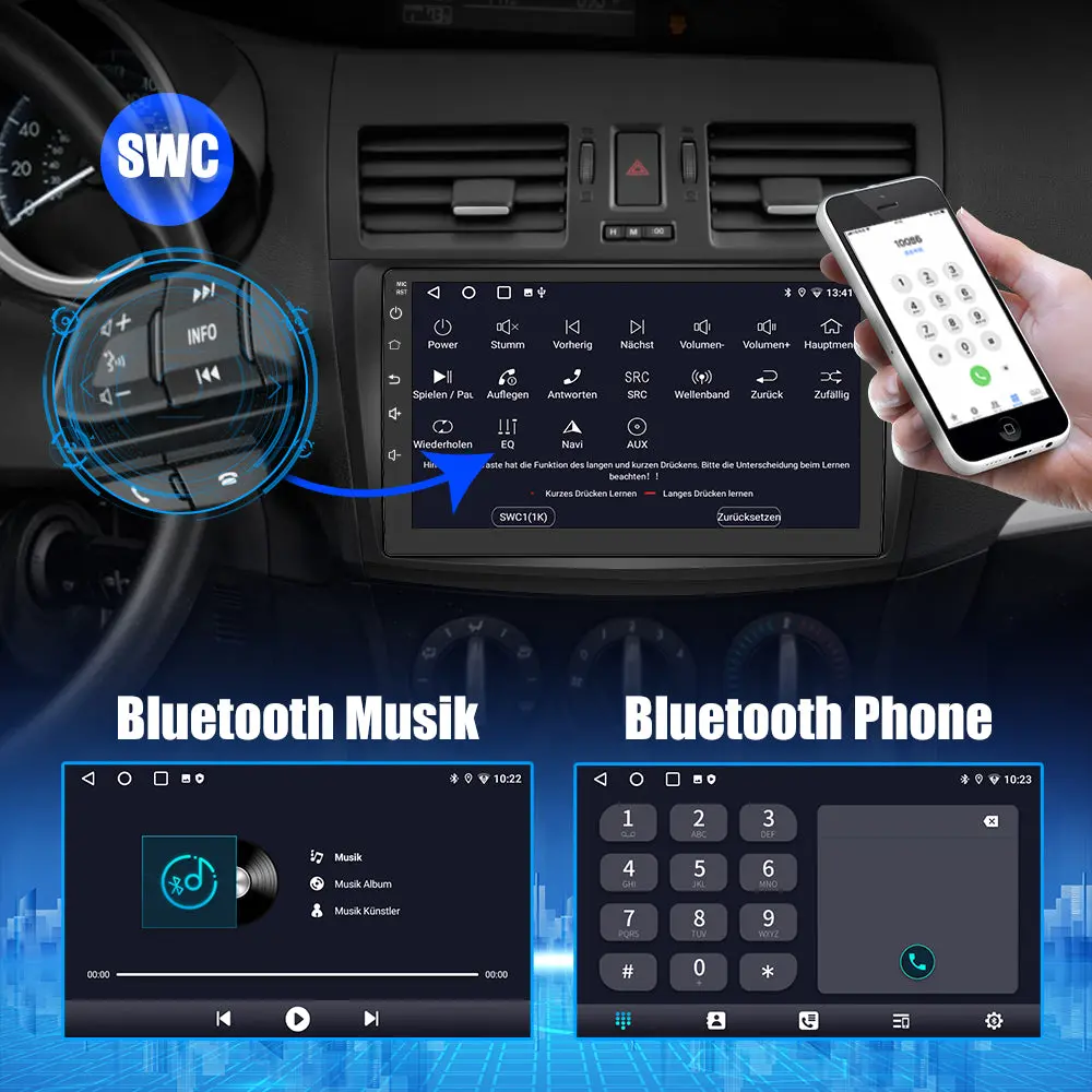 AWESAFE Android 13 Autoradio für Mazda 3 2009-2013, mit GPS Navigation Carplay& Android Auto unterstützt Bluetooth FM Radio DAB+ WiFi – Image 5