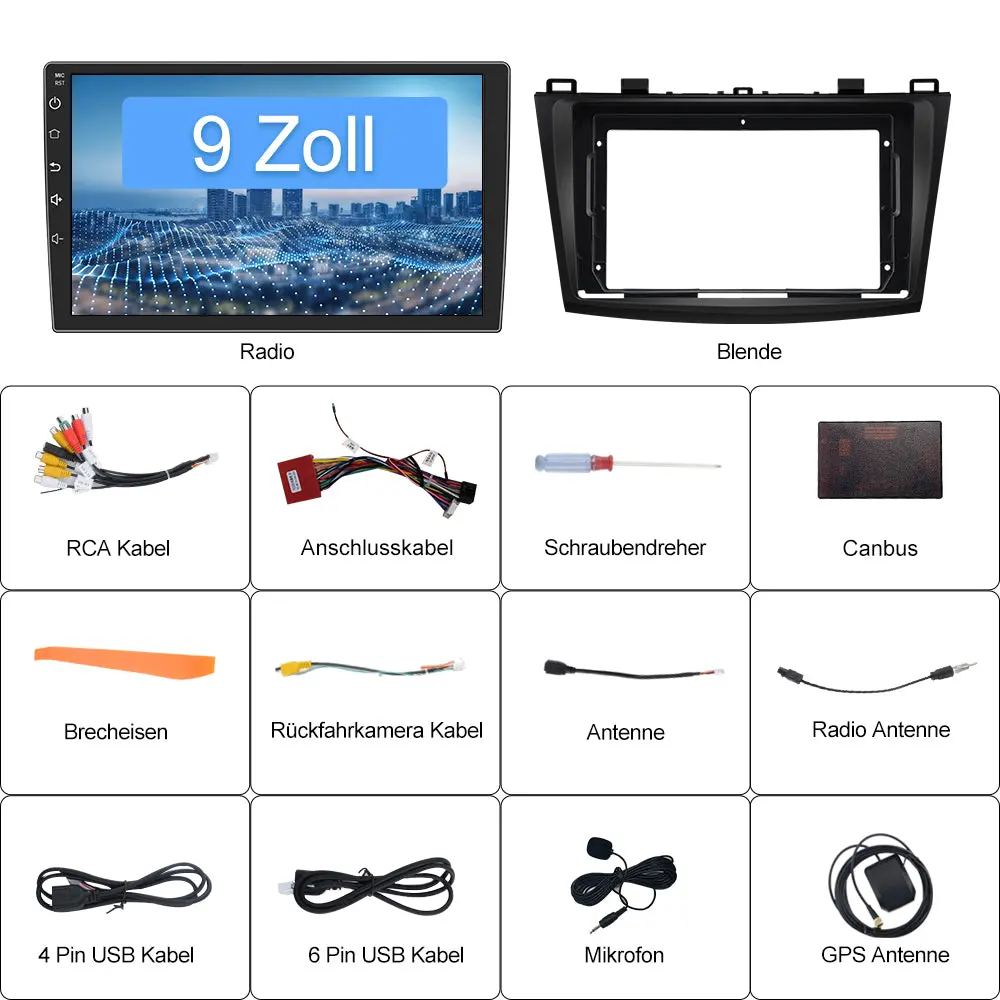 AWESAFE Android 13 Autoradio für Mazda 3 2009-2013, mit GPS Navigation Carplay& Android Auto unterstützt Bluetooth FM Radio DAB+ WiFi – Image 8