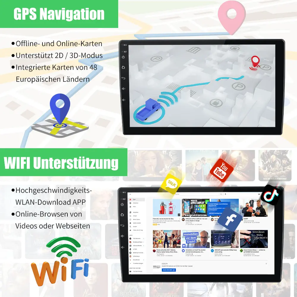 AWESAFE Autoradio für Smart Fortwo 453 2016-2019, Android 13 2G+32G 9 Zoll Touchscreen, mit Blende, Navigation Carplay Android Auto Bluetooth MirrorLink WiFi Unterstützung – Image 4