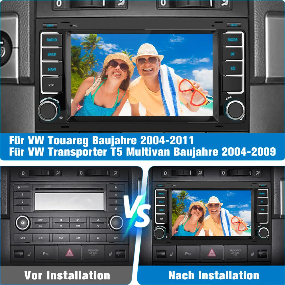 AWESAFE Autoradio für VW Touareg Transporter T5 Multivan, Android 13 System, 7 Zoll Touchscreen, 2+32G, Unterstützt Navigation Carplay Android Auto Bluetooth WiFi – Image 3