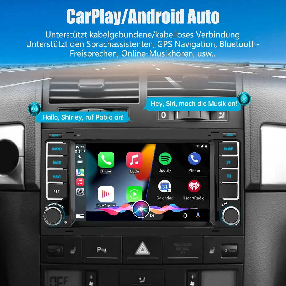 AWESAFE Autoradio für VW Touareg Transporter T5 Multivan, Android 13 System, 7 Zoll Touchscreen, 2+32G, Unterstützt Navigation Carplay Android Auto Bluetooth WiFi – Image 4