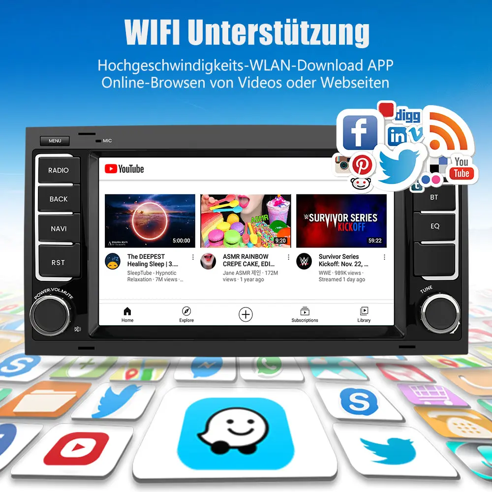 AWESAFE Autoradio für VW Touareg Transporter T5 Multivan, Android 13 System, 7 Zoll Touchscreen, 2+32G, Unterstützt Navigation Carplay Android Auto Bluetooth WiFi – Image 5