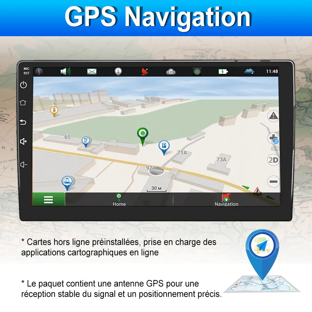 AWESAFE Autoradio pour BMW E46 Système Android 12 Écran Tactile HD 9" Carplay et Android Auto Navigation GPS RDS Bluetooth WiFi Commande au Volant 2 Go + 32 Go – Image 8