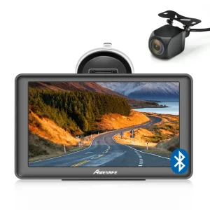 AWESAFE Bluetooth GPS Sat Nav with Reverse Camera for Cars HGV Lorry Speed Camera Alerts Postcode Navigation