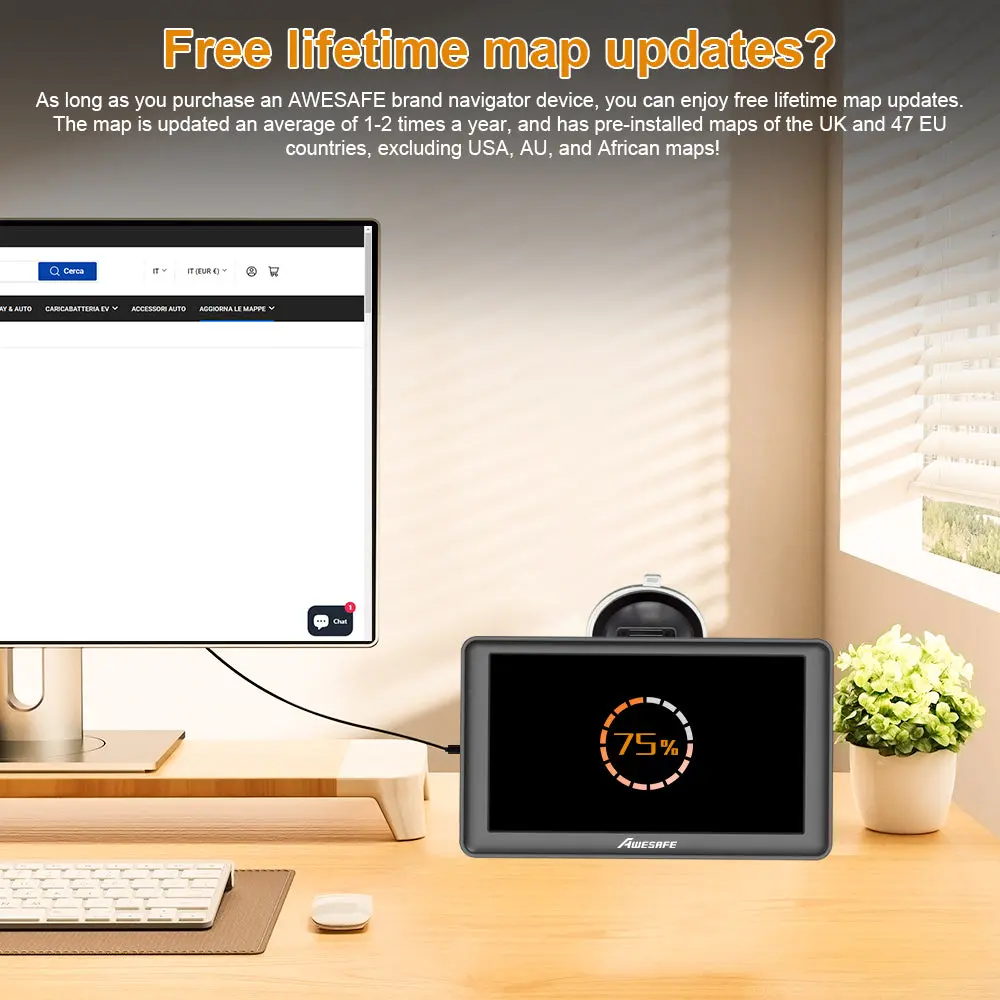 AWESAFE Bluetooth GPS Sat Nav with Reverse Camera for Cars HGV Lorry Speed Camera Alerts Postcode Navigation – Image 6