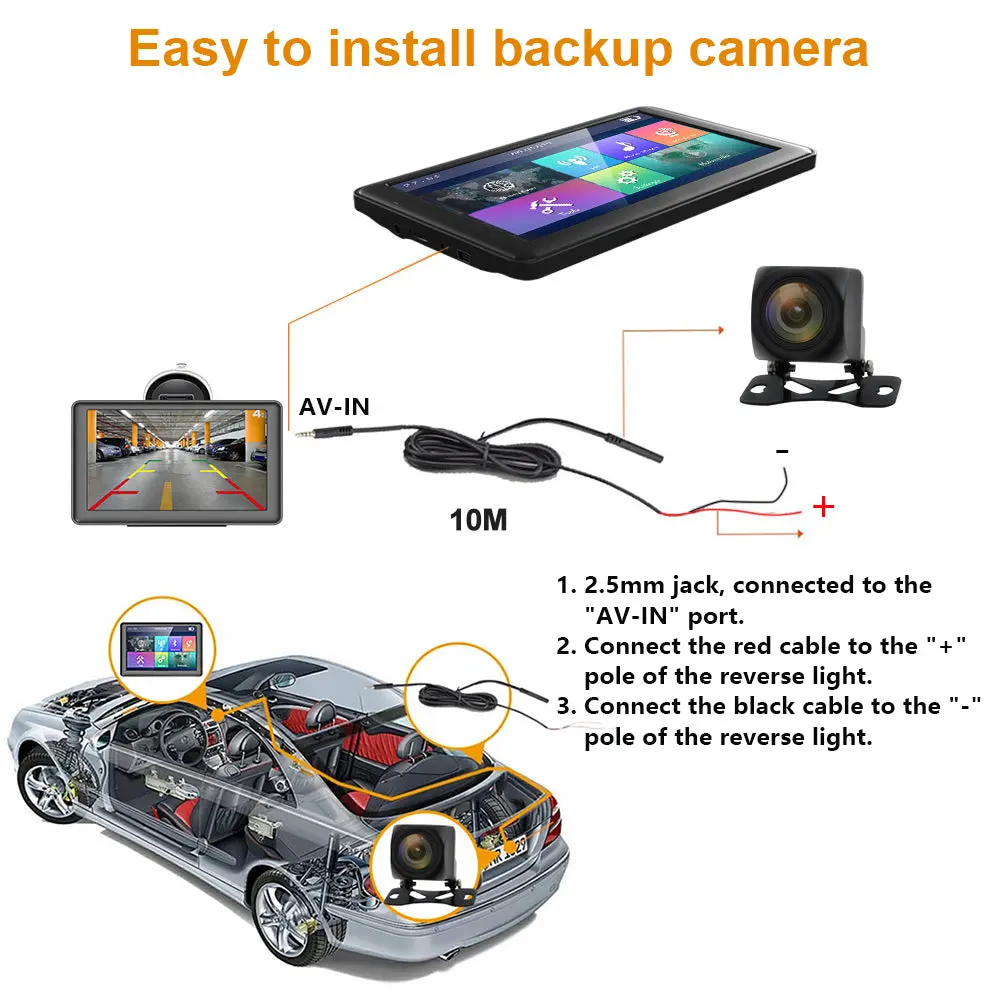 AWESAFE Bluetooth GPS Sat Nav with Reverse Camera for Cars HGV Lorry Speed Camera Alerts Postcode Navigation – Image 9