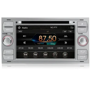 AWESAFE 7 Pulgadas Radio de Coche para Ford Focus Kuga Mondeo Connect  S-Max Galaxy,  2 DIN Autoradio con Bluetooth/GPS/FM/RDS/CD DVD/USB/SD,Mirrorlink y Aparcamiento (Plata)
