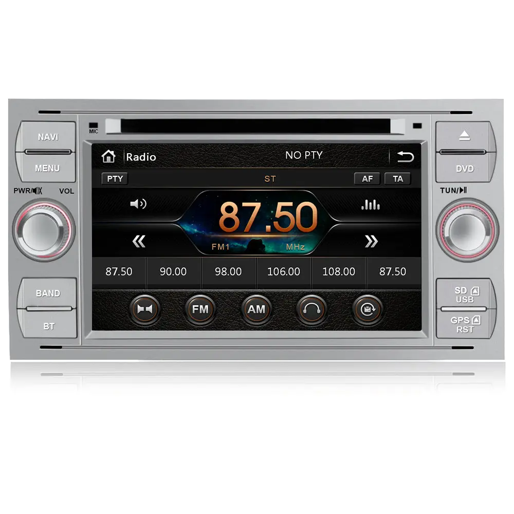 AWESAFE 7 Pulgadas Radio de Coche para Ford Focus Kuga Mondeo Connect  S-Max Galaxy,  2 DIN Autoradio con Bluetooth/GPS/FM/RDS/CD DVD/USB/SD,Mirrorlink y Aparcamiento (Plata)