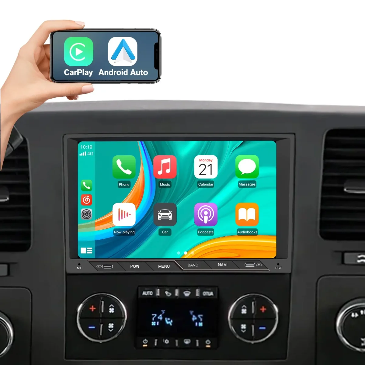AWESAFE Car Radio Stereo 8 inch Touch Screen with Type interface for Chevy Silverado GMC Sierra Yukon Buick Android 13 with Wireless CarPlay & Android Auto