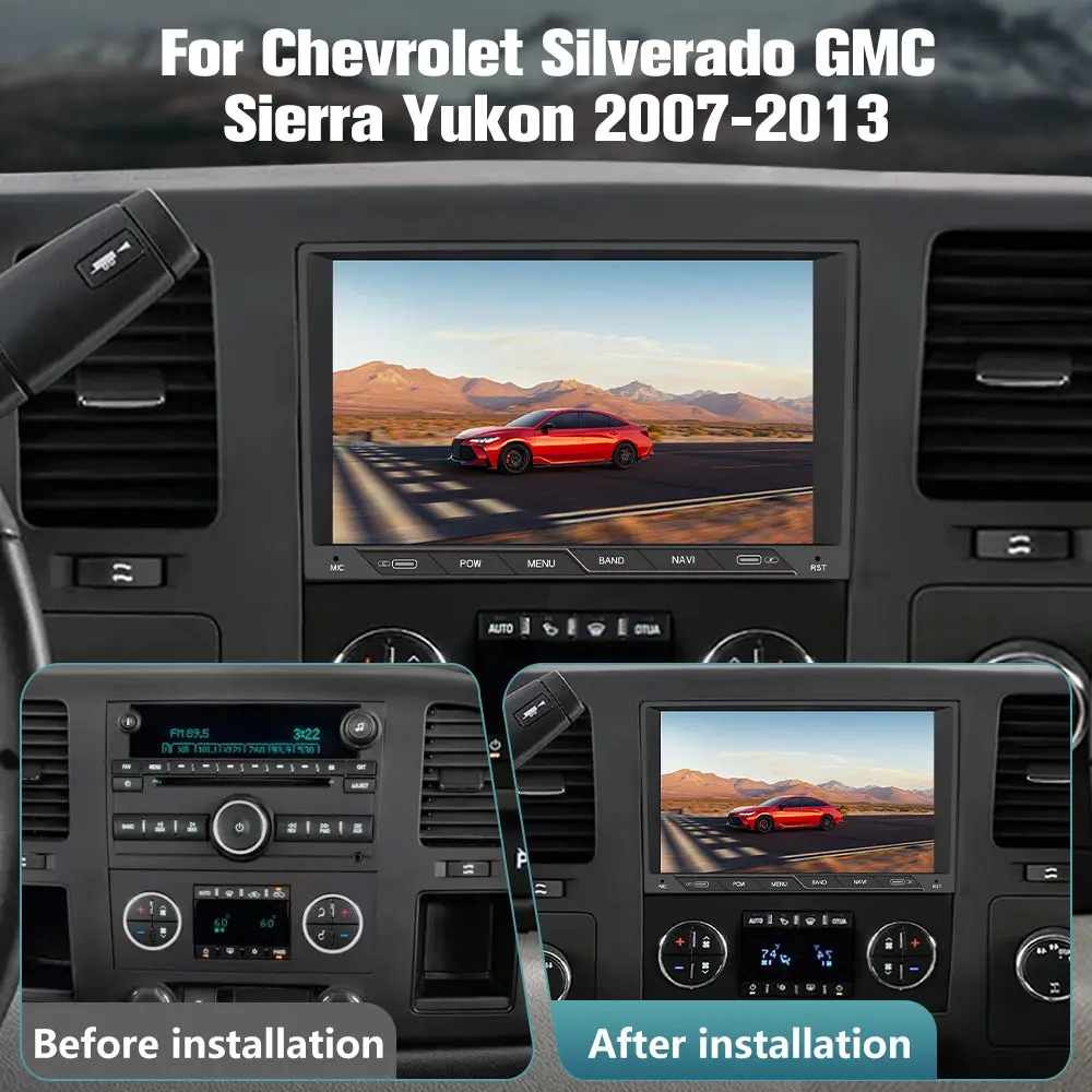 AWESAFE Car Radio Stereo 8 inch Touch Screen with Type interface for Chevy Silverado GMC Sierra Yukon Buick Android 13 with Wireless CarPlay & Android Auto – Image 3