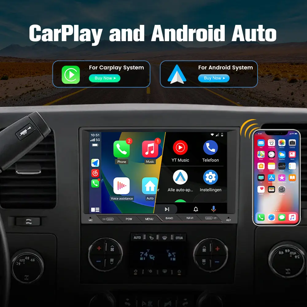 AWESAFE Car Radio Stereo 8 inch Touch Screen with Type interface for Chevy Silverado GMC Sierra Yukon Buick Android 13 with Wireless CarPlay & Android Auto – Image 4