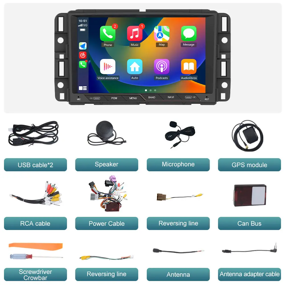 AWESAFE Car Radio Stereo 8 inch Touch Screen with Type interface for Chevy Silverado GMC Sierra Yukon Buick Android 13 with Wireless CarPlay & Android Auto – Image 8