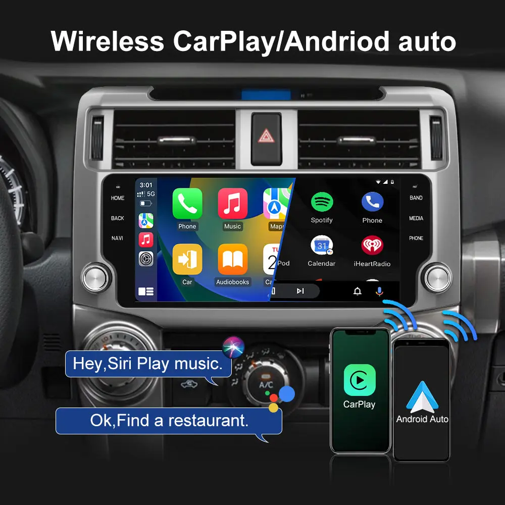 AWESAFE Car Radio Stereo Android 13 for Toyota 4Runner 2010-2019 Head Unit 4G RAM 64G ROM with Wireless CarPlay Android Auto – Image 6