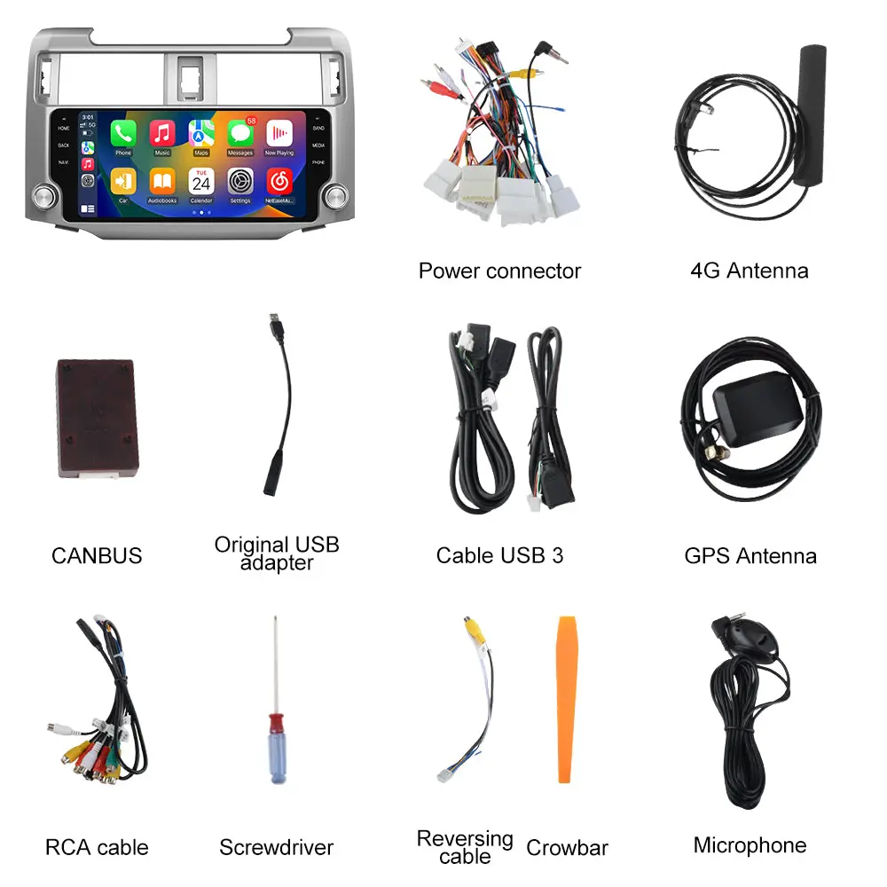 AWESAFE Car Radio Stereo Android 13 for Toyota 4Runner 2010-2019 Head Unit 4G RAM 64G ROM with Wireless CarPlay Android Auto – Image 8