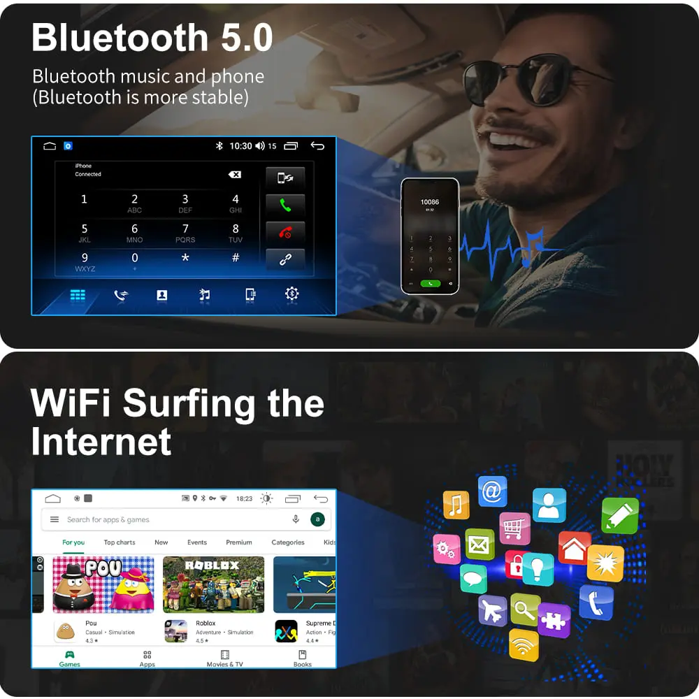 AWESAFE Car Radio Stereo Android 13 for Toyota 4runner 2010-2019 4G RAM 64G ROM with Wireless CarPlay Android Auto – Image 5