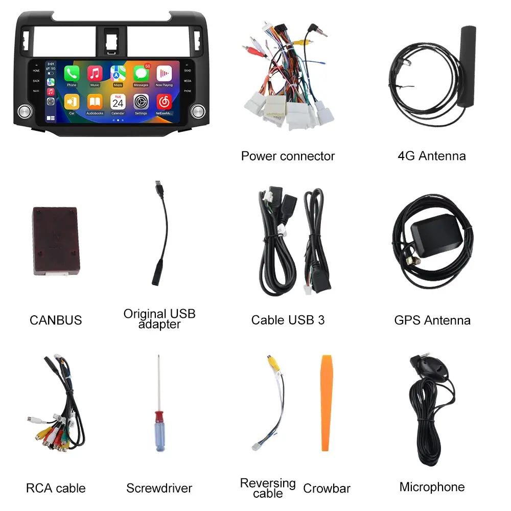 AWESAFE Car Radio Stereo Android 13 for Toyota 4runner 2010-2019 4G RAM 64G ROM with Wireless CarPlay Android Auto – Image 8