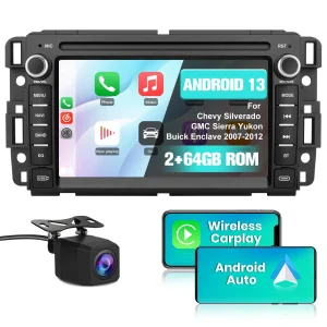 AWESAFE Car Radio Stereo for Chevrolet Silverado GMC Sierra Yukon 2007-2013 Android 13 CarPlay Android Auto GPS Navigation Bluetooth Touch Screen Head Unit with Backup Camera 2G+64G