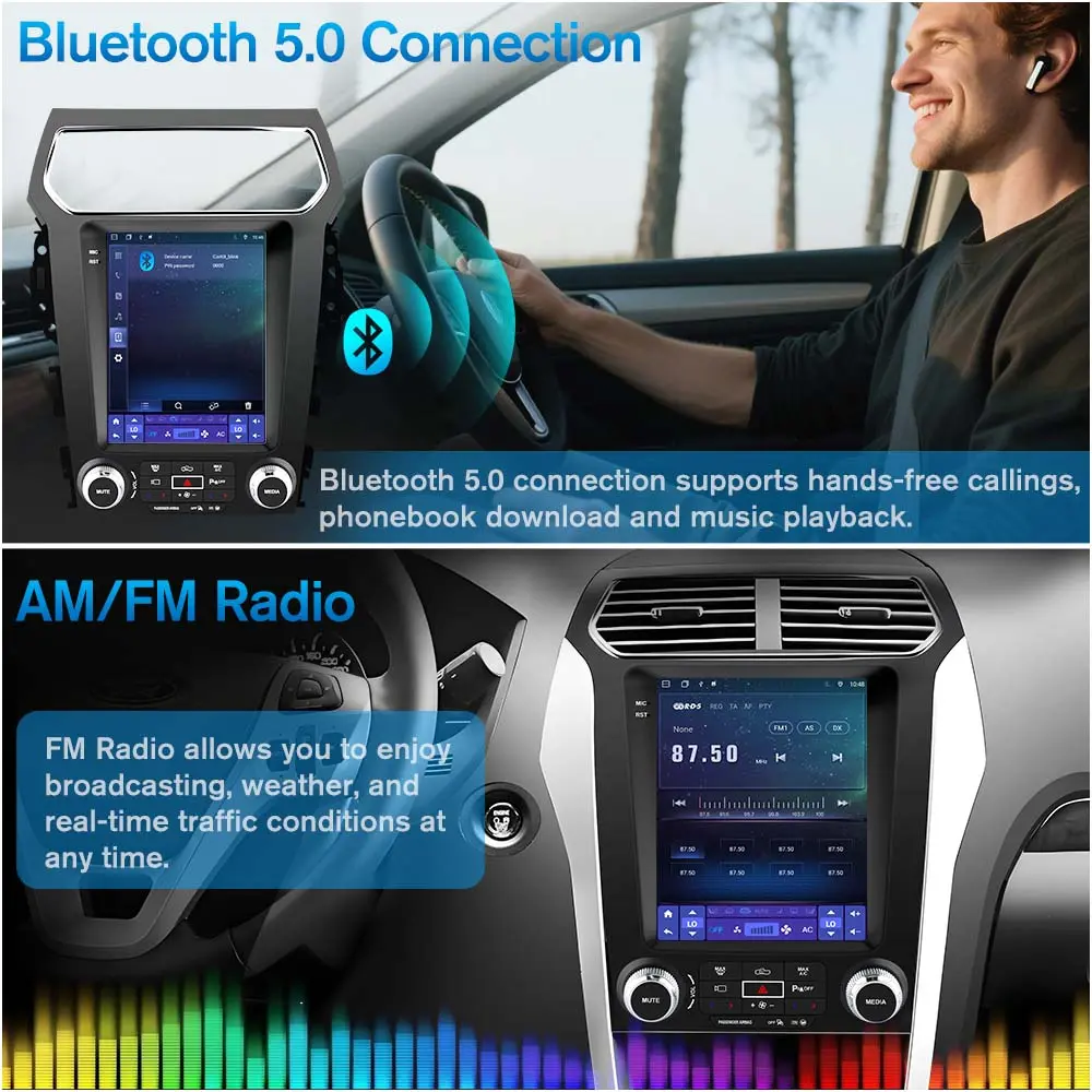 AWESAFE Car Stereo for Ford Explorer 2011-2019,9.7 inch Touchscreen 2G+32G Radio with Wireless CarPlay & Android,GPS,SWC,DSP,WIFI,4G – Image 6