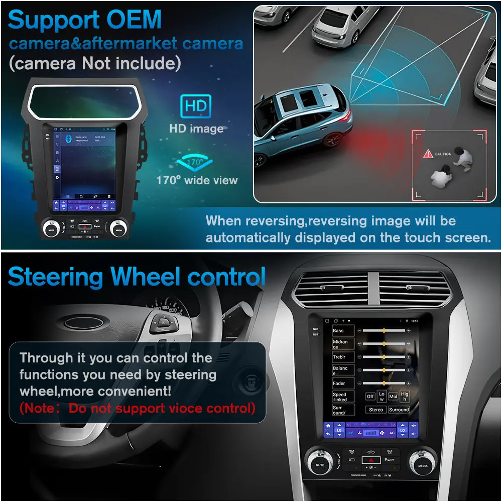 AWESAFE Car Stereo for Ford Explorer 2011-2019,9.7 inch Touchscreen 2G+32G Radio with Wireless CarPlay & Android,GPS,SWC,DSP,WIFI,4G – Image 8