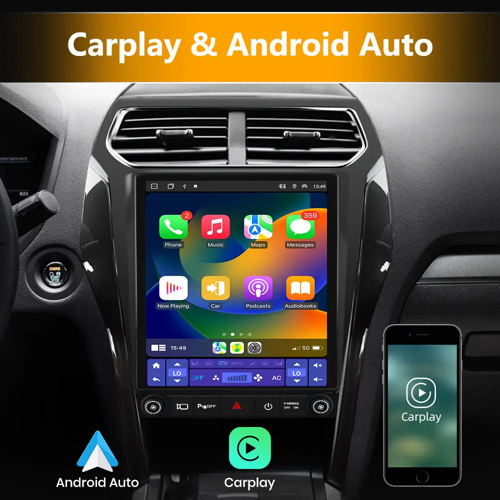 AWESAFE Car Radio Stereo for Ford Explorer 2011-2019,9.7 inch Touchscreen 4G+64G Radio with Wireless CarPlay & Android,GPS,SWC,DSP,WIFI,4G – Image 4