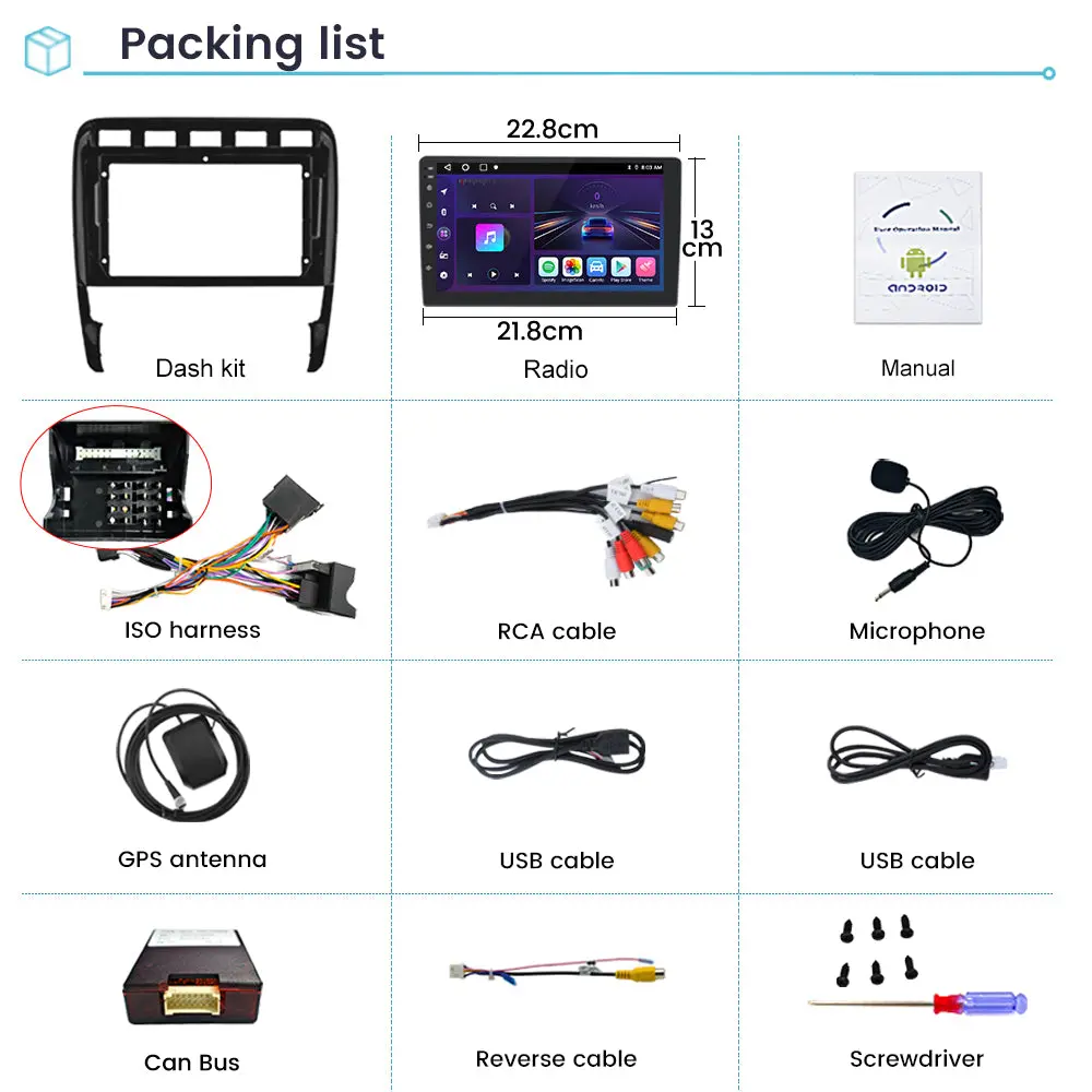 AWESAFE Car Radio for Porsche Cayenne 2002 2003 2004 2005 2006 2007 2008 2009 2010 with Wireless Apple CarPlay & Android Auto,Bluetooth,DSP,WIFI â Image 9