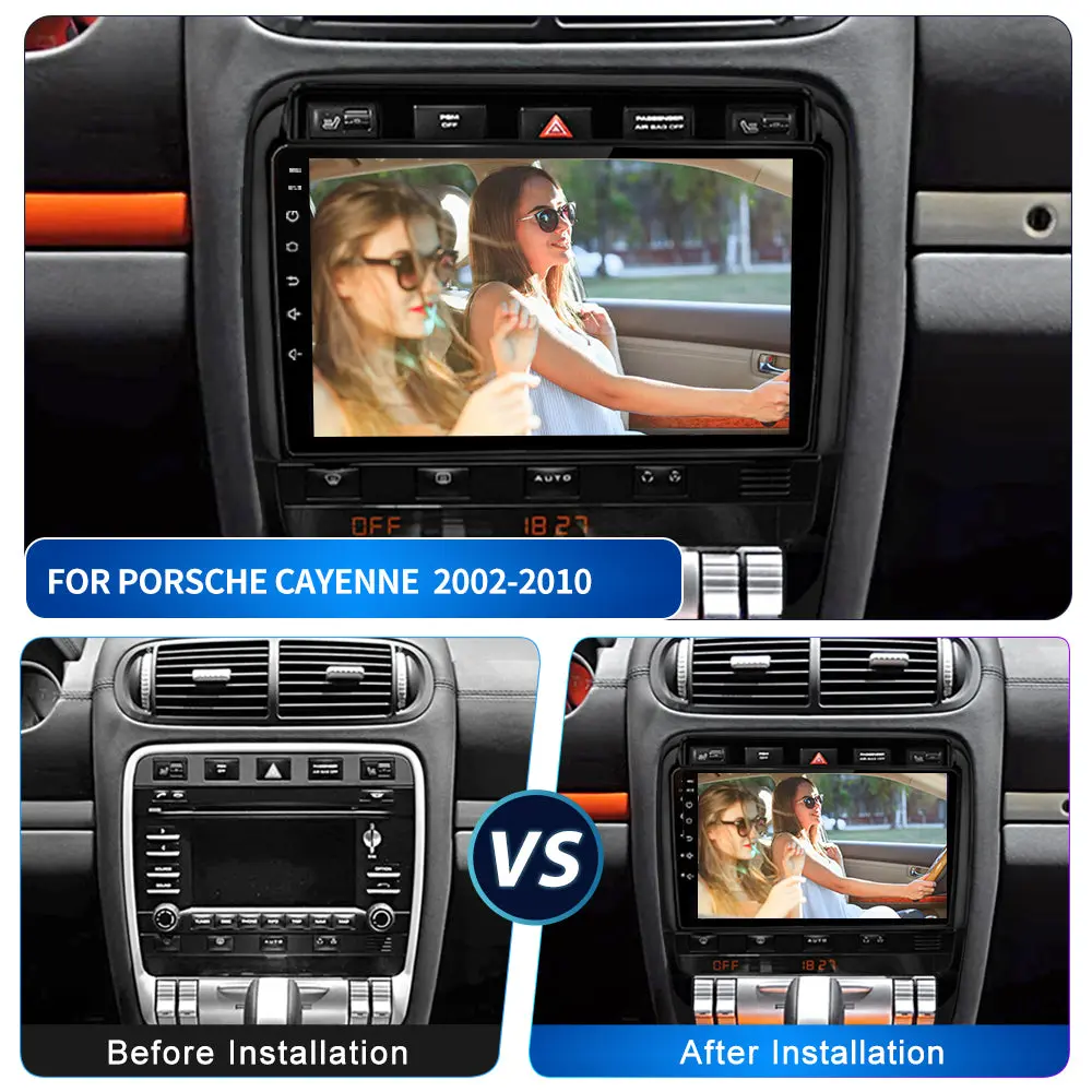 AWESAFE Car Radio for Porsche Cayenne 2002 2003 2004 2005 2006 2007 2008 2009 2010 with Wireless Apple CarPlay & Android Auto,Bluetooth,DSP,WIFI â Image 3