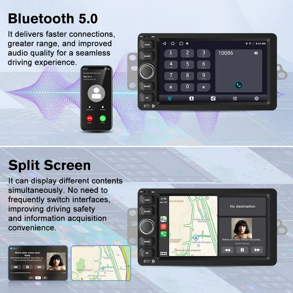 AWESAFE Car Stereo Radio for 2003-2006 Chevrolet Silverado Tahoe GMC Hummer,Pontiac & Saturn& Oldsmobile &I suzu Cadillac ESV/EXT, 7" Touchscreen Android 13 System with CarPlay/Android Auto, AHD 720P Camera, Bluetooth, 2+32G/2+64G – Image 4