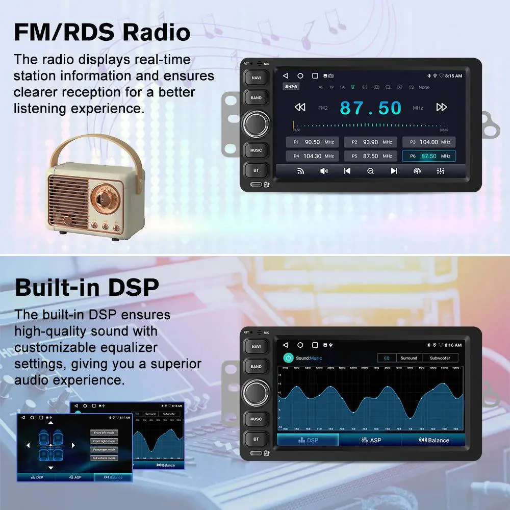 AWESAFE Car Stereo Radio for 2003-2006 Chevrolet Silverado Tahoe GMC Hummer,Pontiac & Saturn& Oldsmobile &I suzu Cadillac ESV/EXT, 7" Touchscreen Android 13 System with CarPlay/Android Auto, AHD 720P Camera, Bluetooth, 2+32G/2+64G – Image 5