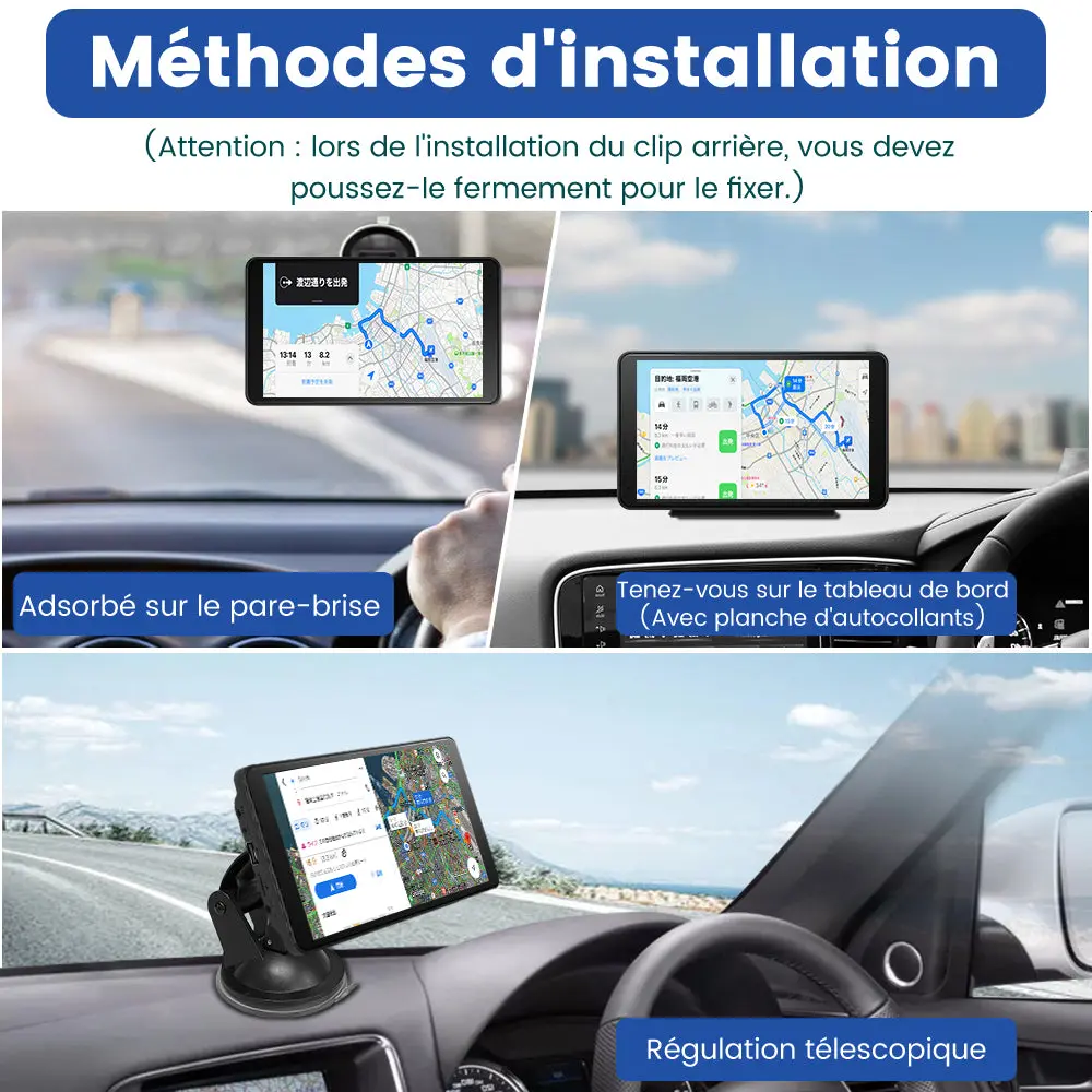 AWESAFE CarPlay Voiture 7 Pouces Touchscreen,Compatible Avec Ios Carplay et Android Auto sans Fil/Android Lien Miroir/Bluetooth/FM Sender – Image 8