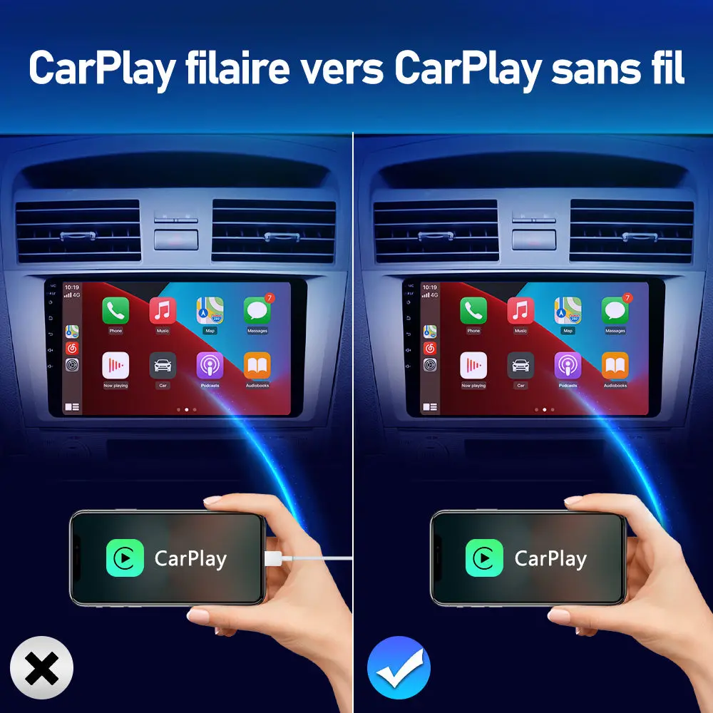 AWESAFE CarPlay sans Fil pour Les Voitures équipées de CarPlay, pour Renault, Volkswagen, Volvo, Citroën, Ford, Toyota, Peugeot, Kia, Opel, convertit Filaire en CarPlay – Image 3