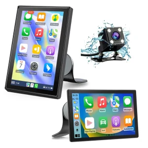 AWESAFE Carplay Autoradio avec 7 Pouces Ecranrotatifa 360°,Basculezlibrement entred'Ecranpaysage/EcranportraitCompatible avec CarPlay [Wireless] / Android Auto Bluetooth AM/FM RDS Radio Caméra de recul