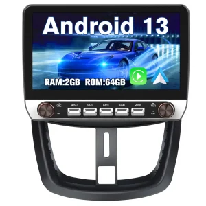 AWESAFE Double Bouton Autoradio Android 13 10,1 pouces tactile 2+64 Go pour Peugeot 207 2006-2015 avec Bluetooth GPS Android Auto et Carplay sans fil