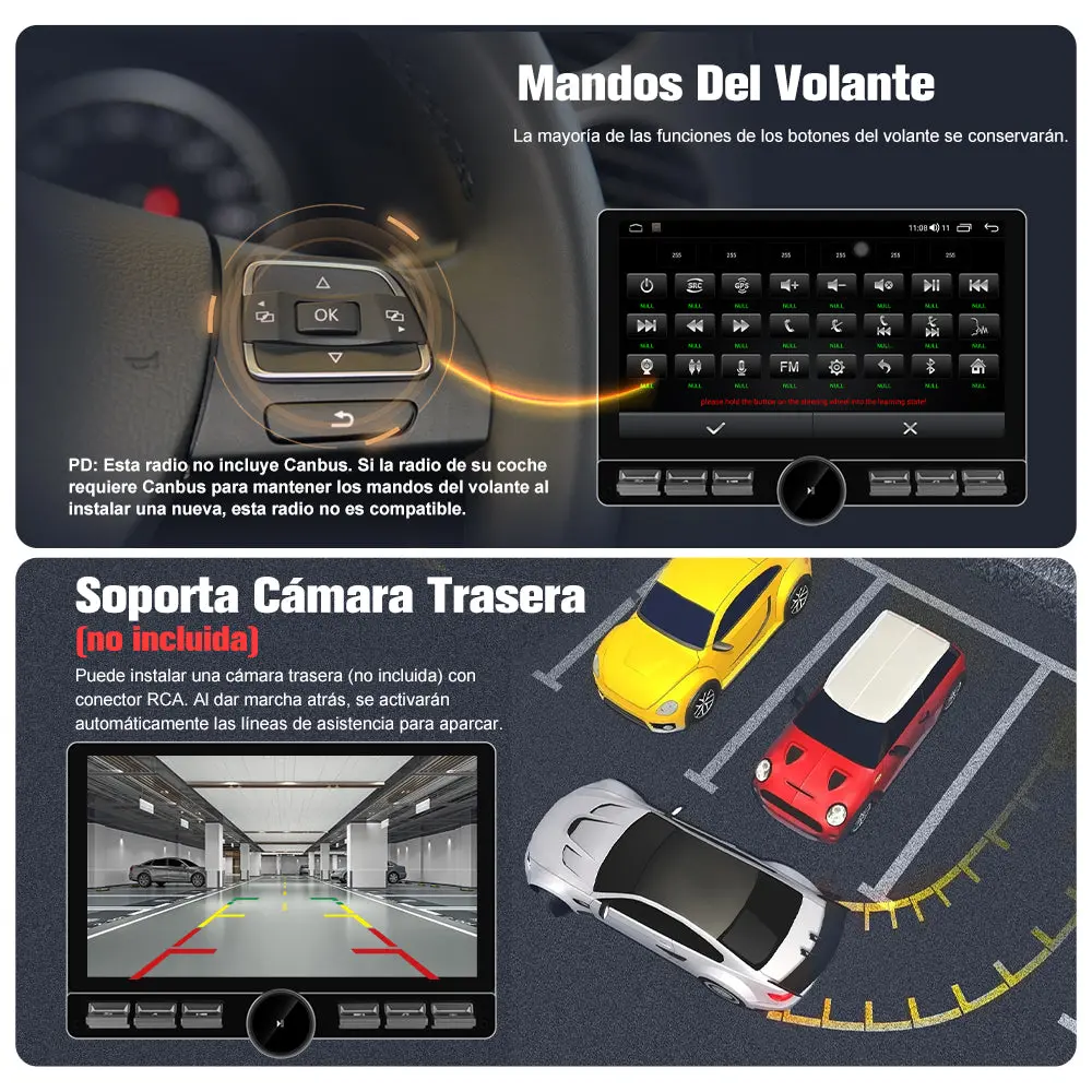 AWESAFE Estéreo para Coche Android 13 con 4G+64GB, Pantalla Táctil Rotatoria de 10.6 Pulgadas y Única DIN, Bluetooth, 4G, GPS, Radio FM/AM, Receptor, CarPlay y Android Auto Inalámbricos – Image 6