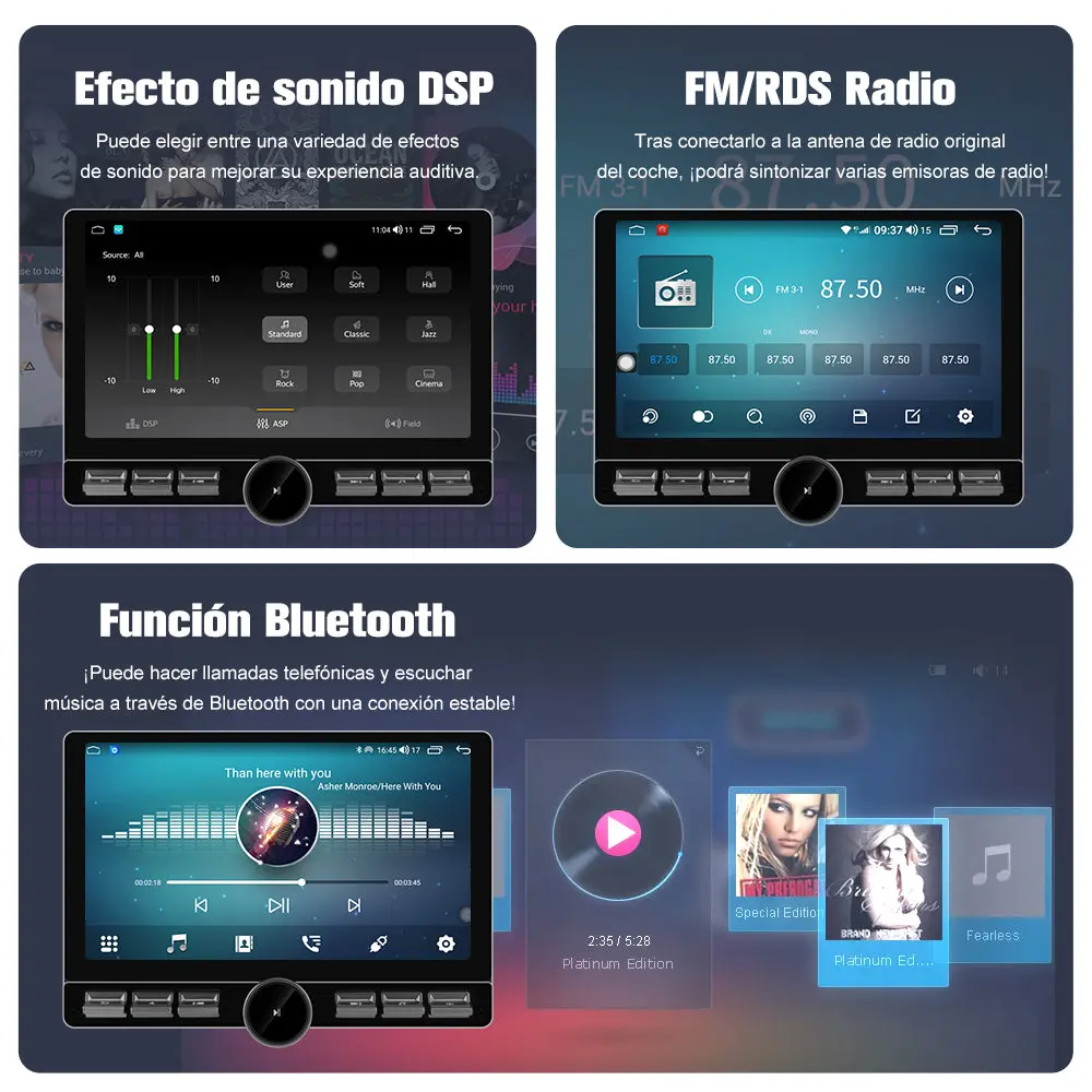 AWESAFE Estéreo para Coche Android 13 con 4G+64GB, Pantalla Táctil Rotatoria de 10.6 Pulgadas y Única DIN, Bluetooth, 4G, GPS, Radio FM/AM, Receptor, CarPlay y Android Auto Inalámbricos – Image 7