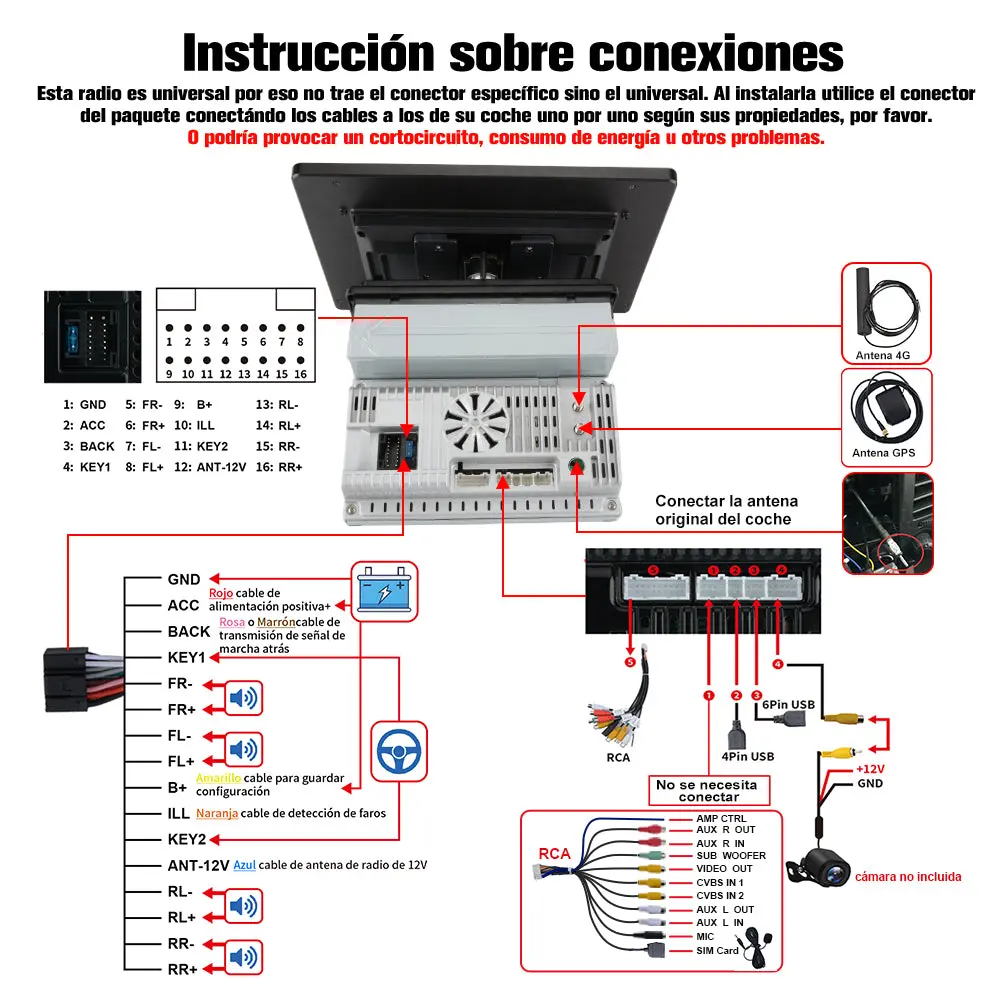 AWESAFE Estéreo para Coche Android 13 con 4G+64GB, Pantalla Táctil Rotatoria de 10.6 Pulgadas y Única DIN, Bluetooth, 4G, GPS, Radio FM/AM, Receptor, CarPlay y Android Auto Inalámbricos – Image 8