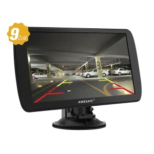 AWESAFE GPS Navigationsgerät Auto LKW 9 Zoll mit Bluetooth FM Rückfahrkamera 2025 Europa Karte inklusive lebenslange Updates